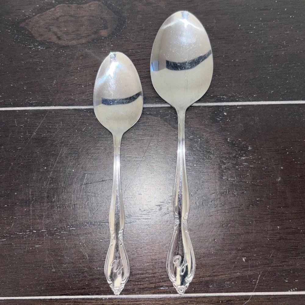 Customcraft Stainless Taiwan Spoons | Monogram Y Floral | Soup Spoon,‎ Teaspoon